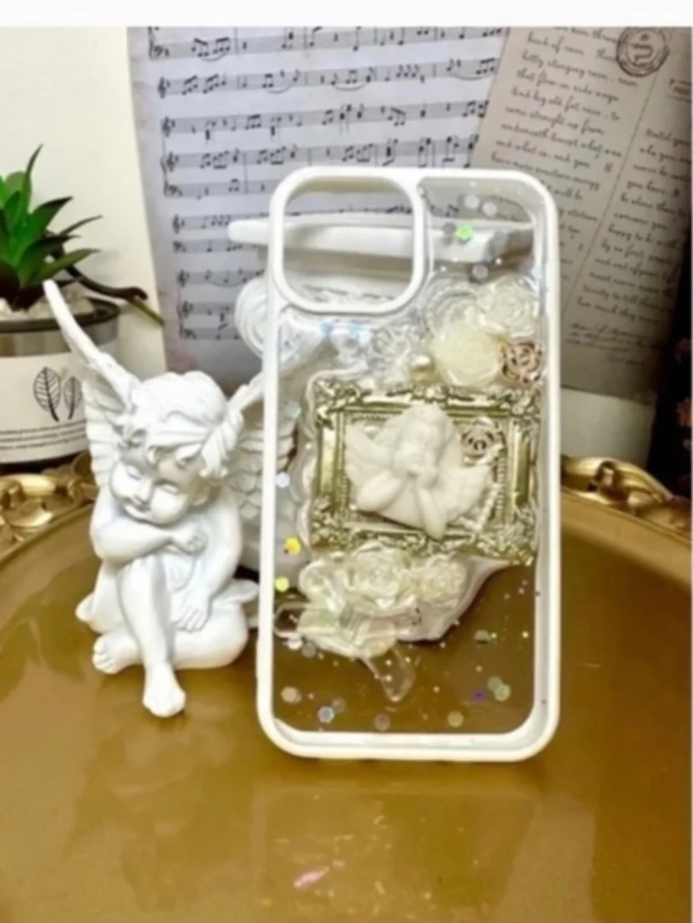 2 items.iPhone 13mini Baroque angel iPhone Case, Handmade iPhone case